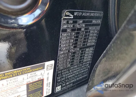 2019 Jaguar F-Pace Prestige z USA, uszkodzony, nr VIN SADCK2GX2KA601630